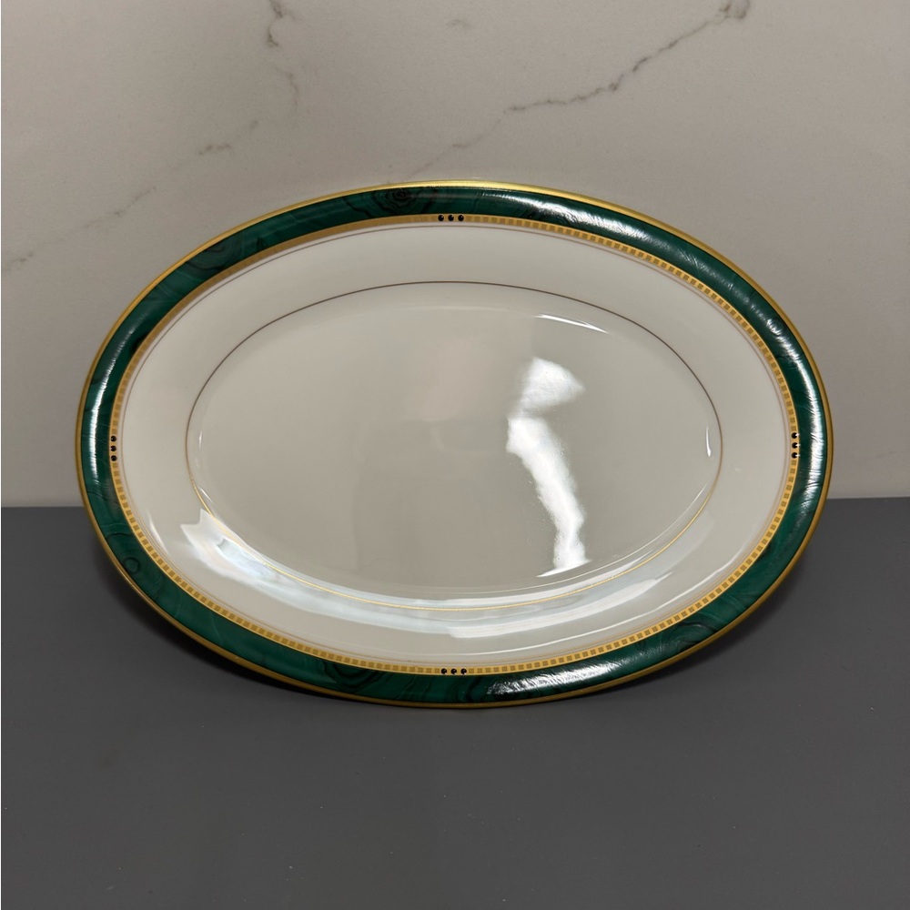 Mikasa Oval Platter with Green and Gold Accents